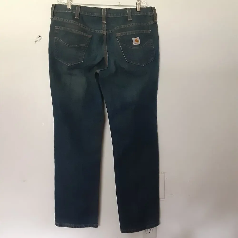 Carhartt Traditional Fit Straight Jeans Men's 38x30 Blue Med Wash Denim